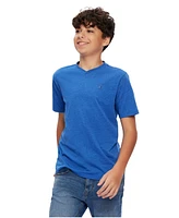 Tommy Hilfiger Big Boys' Solid Embroidered Logo V-Neck Tee