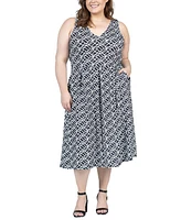 24seven Comfort Apparel Plus Midi Length Sleeveless Pocket Dress