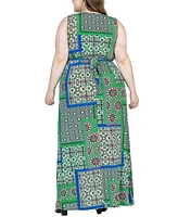 24seven Comfort Apparel Plus Size V Neck Sleeveless Maxi Dress