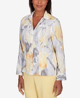 Alfred Dunner Petite Charleston Abstract Watercolor Jacket