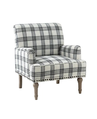 Ruarc Farmhouse Upholstered Armchair - Plaid Design Accent Chair