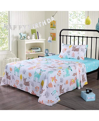 MarCielo 100% Girls Cotton Kids Bed Sheet Set -Twin