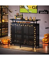 Tribesigns Home Bar Unit with Stemware Racks and Wine Storage Shelves, Wine Bar Cabinet Mini Bar for Home Kitchen Pub