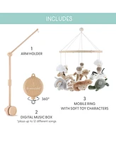 The Peanutshell Safari Serenity Baby Musical Wooden Crib Mobile