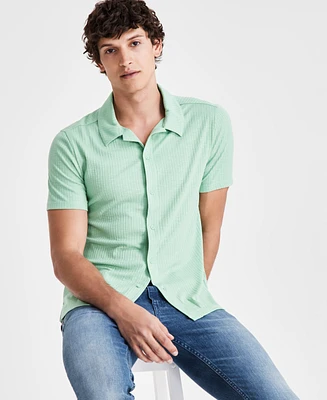 I.n.c. International Concepts Men's Regular-Fit Variegated Ribbed-Knit Button-Down Camp Shirt, Created for Macy's