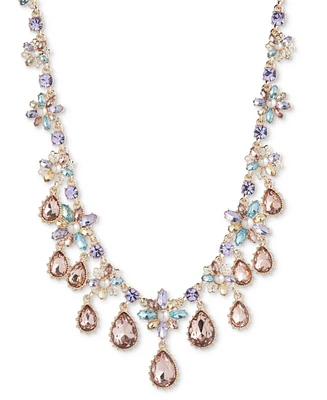 Marchesa Gold-Tone Multi Stone Drama Collar Necklace, 16" + 3" extender