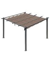 Aoodor Universal Pergola Canopy Replacement Retractable Shade Fabric, for 101.6"x101.6" Pergola - Brown