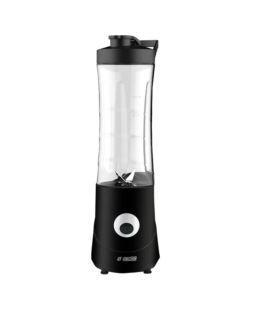 5 Core Personal Blender 20 Oz Capacity Bpa Free Food Processor w 600ml Portable Travel Bottle 160W Electric Motor Powerful Food Processor -5C421