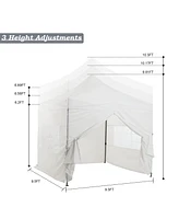 Aoodor 10 x Ft. Pop Up Canopy Tent with Church Windows Sidewalls, 3 Adjustable Heights, Fully Waterproof Portable Gazebo Shelter for Camping, Party