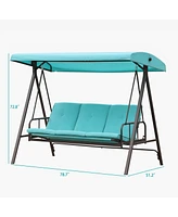 Aoodor Outdoor Converting Patio Porch Swing Bed with Removable Olefin Cushions 3 Seater