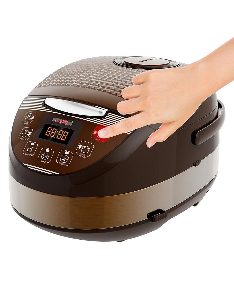 5 Core Asian Rice Cooker • Electric Japanese Rice Maker • w 5 Preset • Large Led Screen Nonstick Inner Pot • 21 Cups or 5L Capacity • Keep Warm Functi