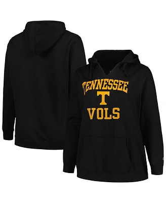 Women's Champion Black Tennessee Volunteers Plus Heart & Soul Notch Neck Pullover Hoodie