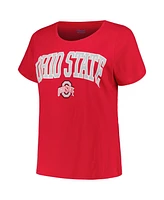 Women's Profile Scarlet Ohio State Buckeyes Plus Arch Over Logo Scoop Neck T-shirt