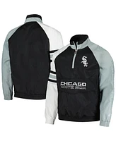 Men's Starter Black, White Chicago Sox Elite Raglan Half-Zip Jacket