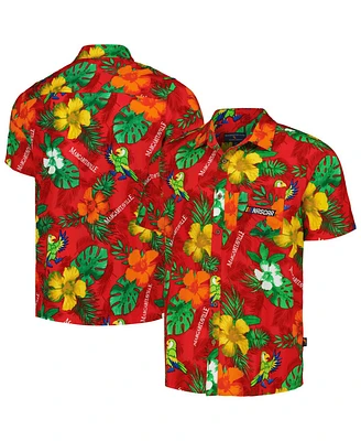 Men's Margaritaville Red Nascar Island Life Floral Party Full-Button Shirt