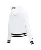 Women's Pro Standard White Los Angeles Lakers Script Tail Cropped Pullover Hoodie