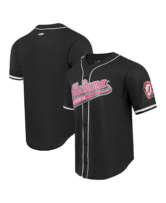 Men's Pro Standard Black Alabama Crimson Tide Mesh Full-Button Replica Baseball Jersey