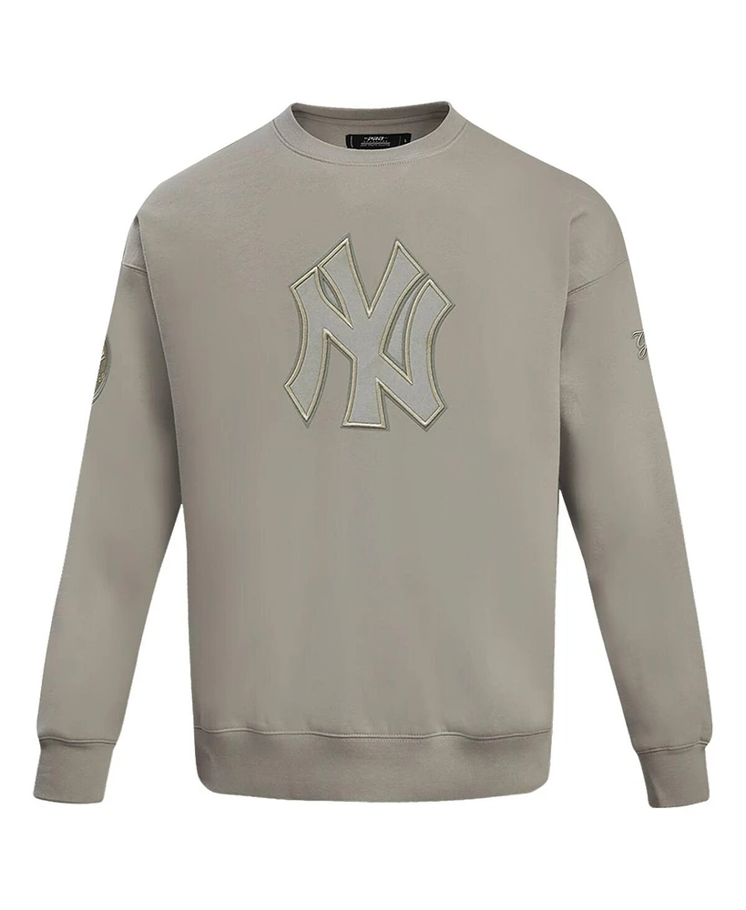 Men's Pro Standard Pewter New York Yankees Neutral Drop Shoulder Pullover Sweatshirt