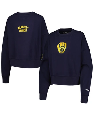 Women's Pro Standard Navy Milwaukee Brewers Painted Sky Pullover Sweatshirt