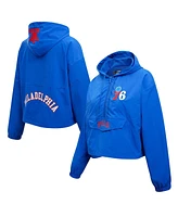 Women's Pro Standard Royal Philadelphia 76ers Classic Wind Woven Cropped Half-Zip Jacket