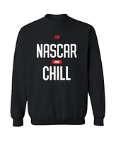 Men's Checkered Flag Sports Black Nascar and Chill Pullover Sweatshirt