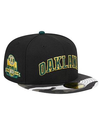 Men's New Era Black Oakland Athletics Metallic Camo 59FIFTY Fitted Hat