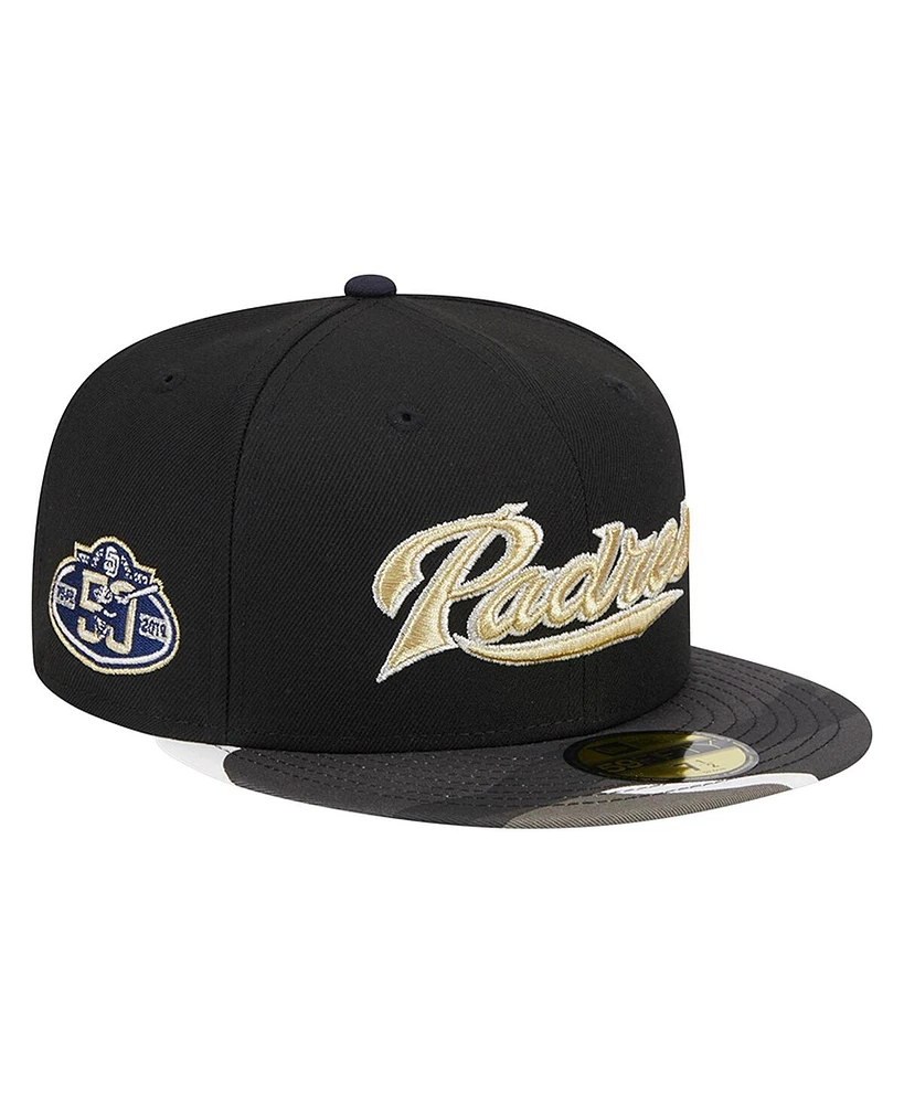 Men's New Era Black San Diego Padres Metallic Camo 59FIFTY Fitted Hat