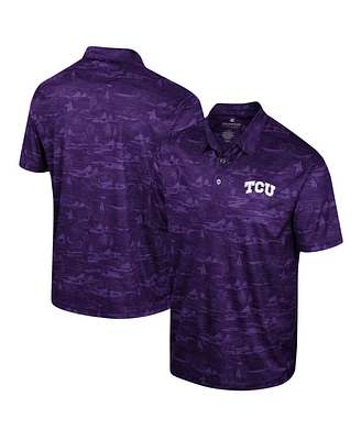 Men's Colosseum Purple Tcu Horned Frogs Daly Print Polo Shirt