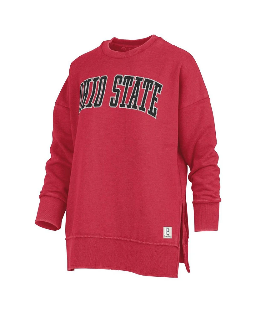 Women's Pressbox Scarlet Ohio State Buckeyes Stone Gala Oversized T-shirt