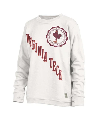 Women's Pressbox White Virginia Tech Hokies Shoreline Sundown Pullover Sweatshirt