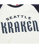 Men's Mitchell & Ness Cream Seattle Kraken Legendary Slub Vintage-Like Raglan Long Sleeve T-shirt