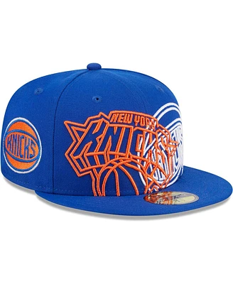 Men's New Era Blue New York Knicks Game Day Hollow Logo Mashup 59FIFTY Fitted Hat