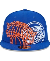 Men's New Era Blue New York Knicks Game Day Hollow Logo Mashup 59FIFTY Fitted Hat