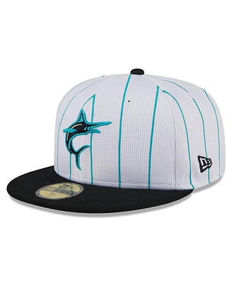 Men's New Era White Miami Marlins 2024 Batting Practice 59FIFTY Fitted Hat