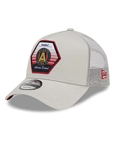 Men's New Era Cream Atlanta United Fc Established Patch 9FORTY A-Frame Trucker Adjustable Hat