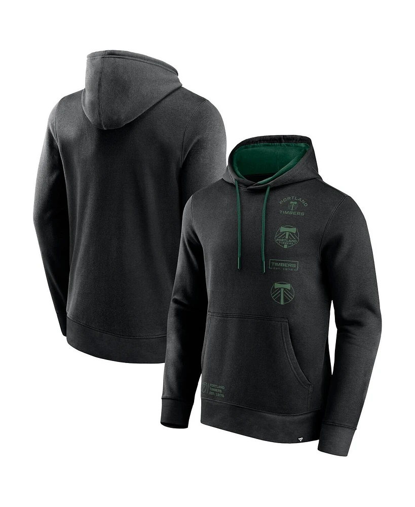 Men's Fanatics Black Portland Timbers Halftime Pullover Hoodie