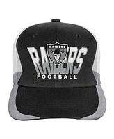 Youth Boys and Girls Mitchell & Ness Distressed Black Las Vegas Raiders Retrodome Precurved Adjustable Hat