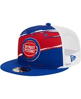 Men's New Era Blue, White Detroit Pistons Tear Trucker 9FIFTY Adjustable Hat