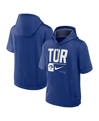 Men's Nike Royal Toronto Blue Jays Tri Code Lockup Short Sleeve Pullover Hoodie