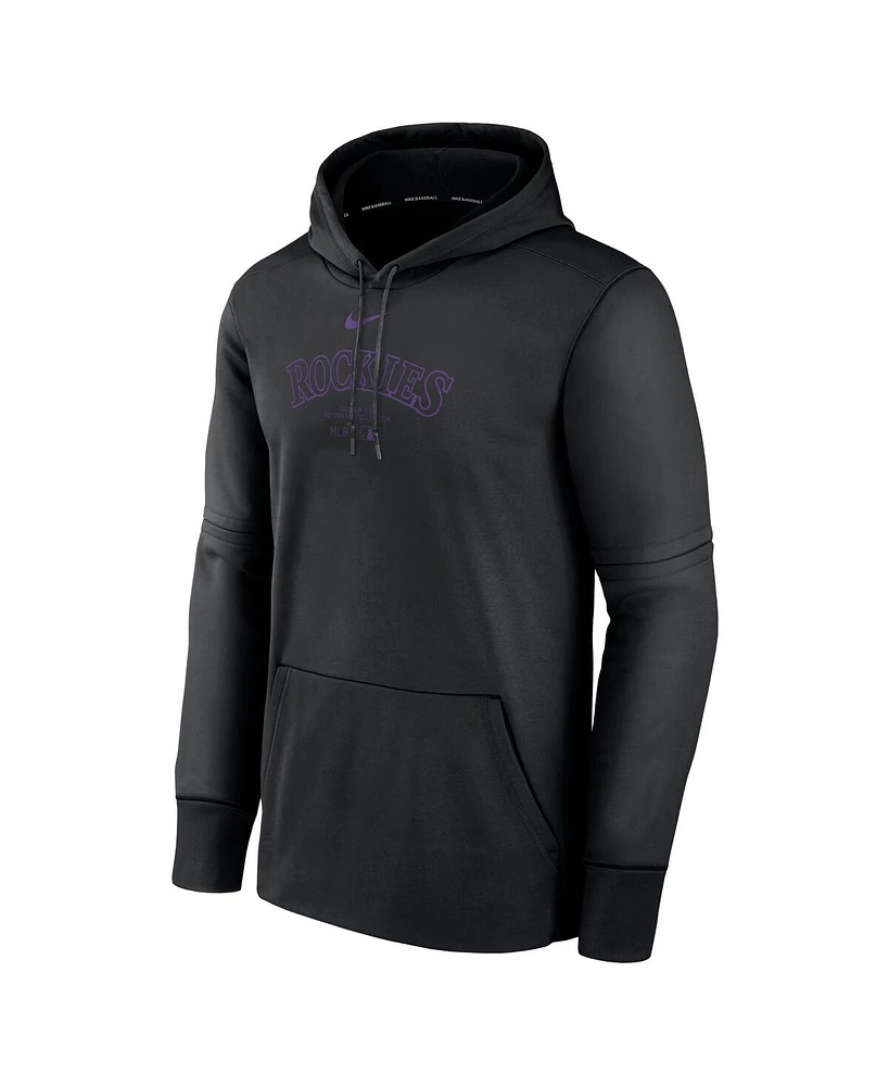 Men's Nike Black Colorado Rockies Authentic Collection Practice Performance Pullover Hoodie