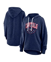 Women's Fanatics Heather Navy Distressed Washington Capitals Lux Lounge Helmet Arch Pullover Hoodie