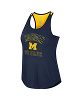 Women's Colosseum Navy Distressed Michigan Wolverines 10 Days Racerback Scoop Neck Tank Top