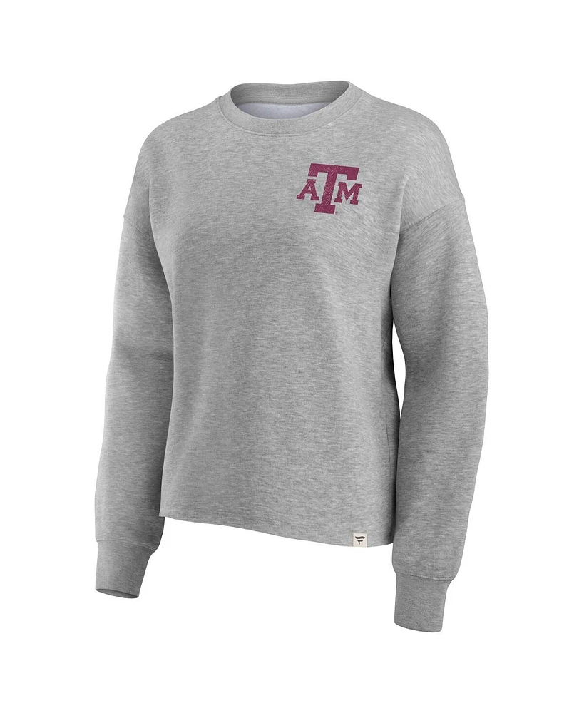 Women's Fanatics Heather Gray Texas A&M Aggies Ready Play Crew Pullover Sweatshirt