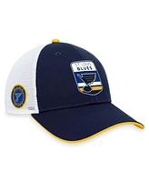 Men's Fanatics Navy St. Louis Blues 2023 Nhl Draft On Stage Trucker Adjustable Hat