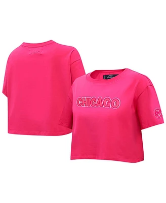 Women's Pro Standard Pink Chicago Cubs Triple Pink Boxy Cropped T-shirt