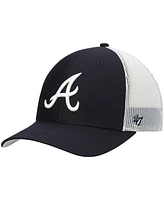 Men's '47 Brand Navy, White Atlanta Braves Primary Logo Trucker Snapback Hat