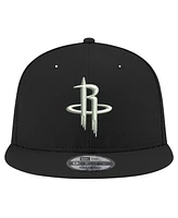 Men's New Era Houston Rockets Black and White 9FIFTY Snapback Hat