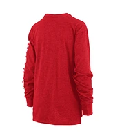 Women's Pressbox Heathered Scarlet Nebraska Huskers Two-Hit Canyon Long Sleeve T-shirt