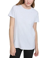 Calvin Klein Women's Cotton Embroidered-Logo Crewneck Tee