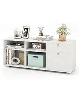 Costway Torage Cabinet with 2 Drawers 4 Cubes Adjustable Feet Floor Display Cabinet